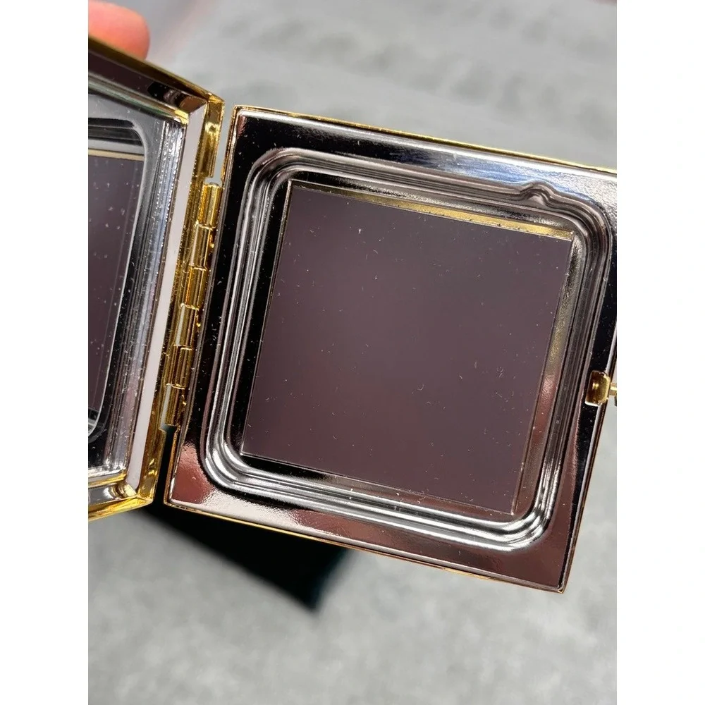 Vtg Arbonne Powder Compact Mirror Gold Crystal Refillable NEW - Picture 7 of 9